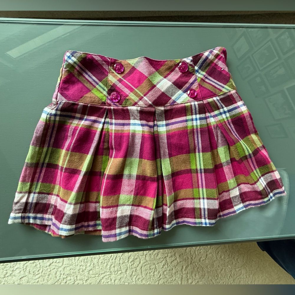 Gymboree Girls Size 8 Flannel Pink and Green Plaid Skirt.
